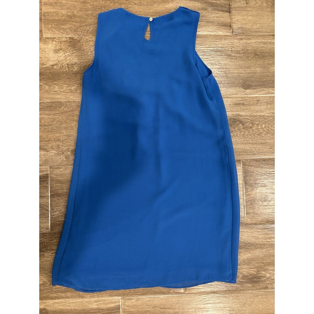 Women’s XS Cobalt Blue Sleeveless Flowy Dress‎ With Embroidery Preppy Nautical - Picture 5 of 8